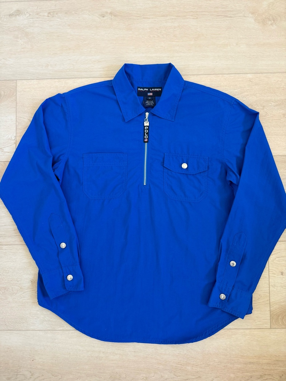 VTG Ralph Lauren Polo Sport Quarter Zip Nylon Windbreaker Long Sleeve Blue L